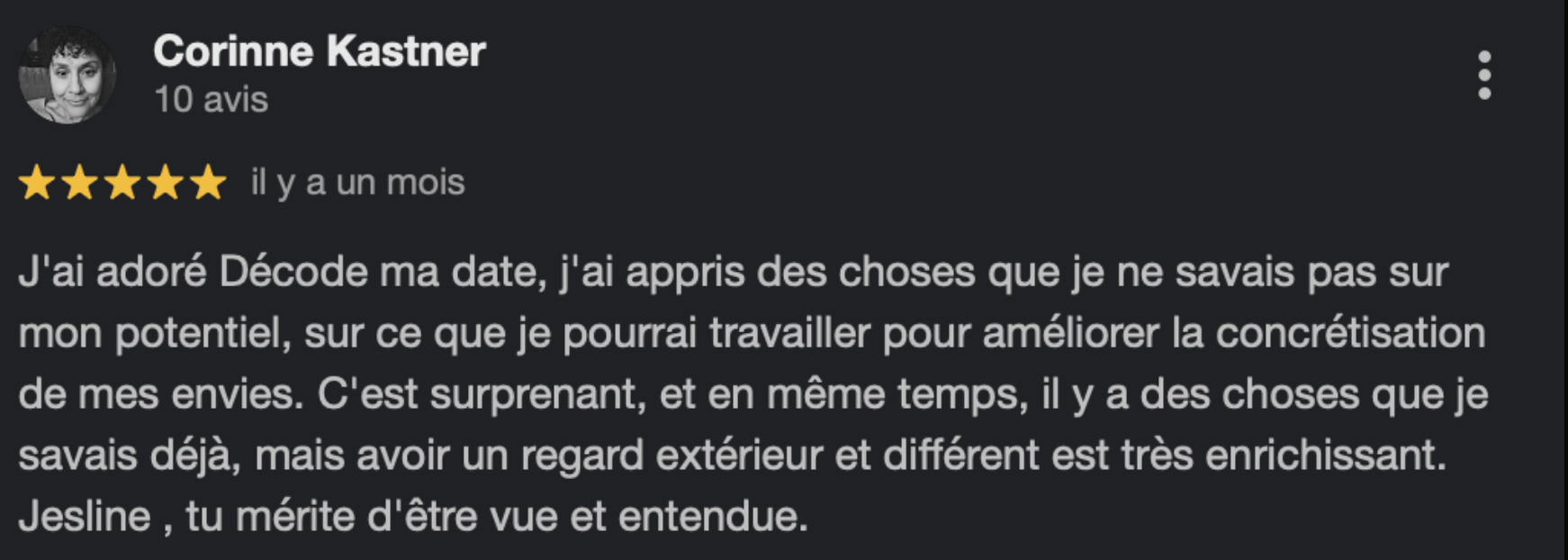 Avis de Corinne Kastner