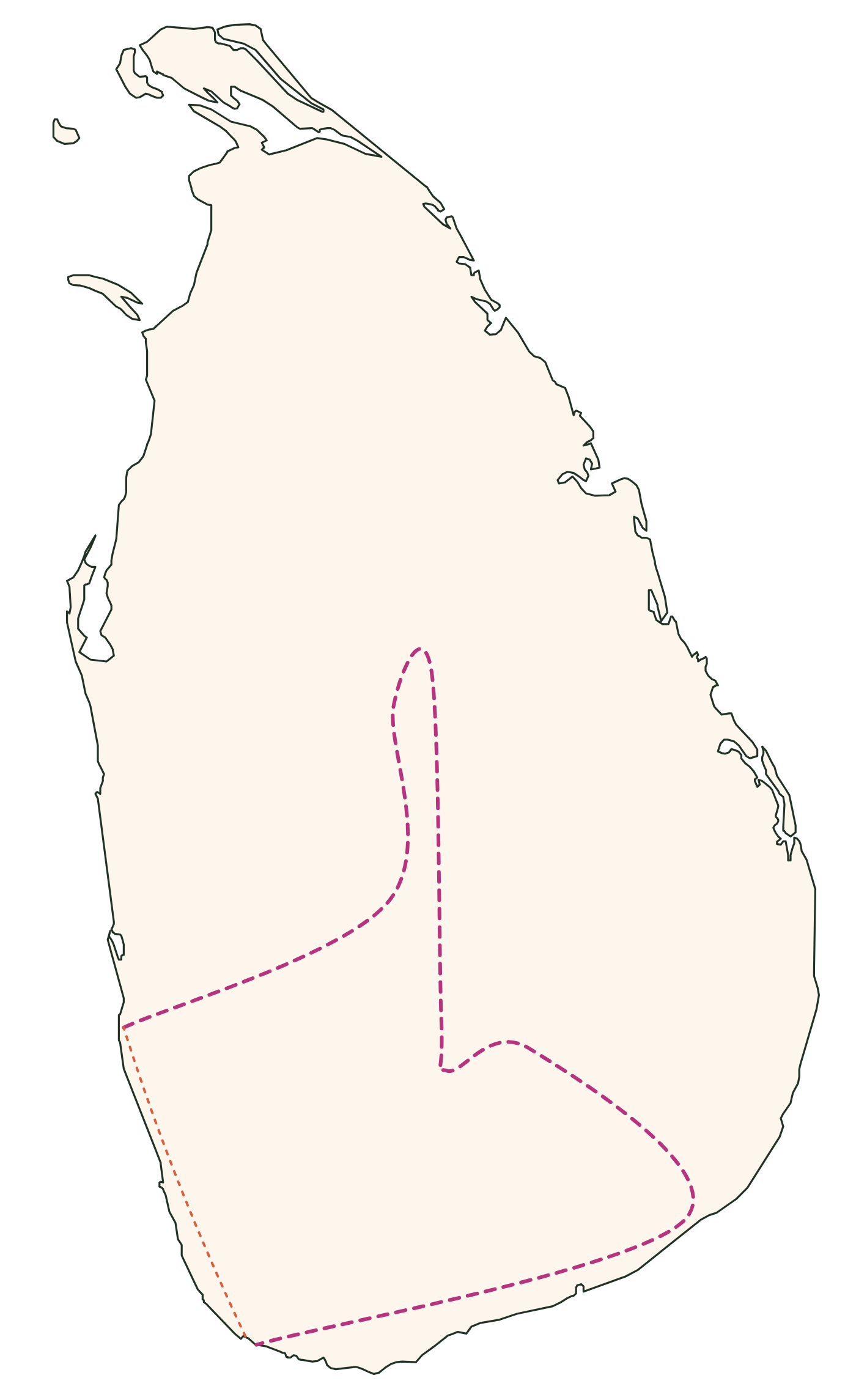 Carte de l’itinéraire au Sri Lanka, de Colombo à Galle